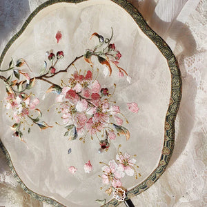 Crape myrtle flower machine embroidery single-sided fan(Hanfu&Cheongsam) - Yandan_Hanfu