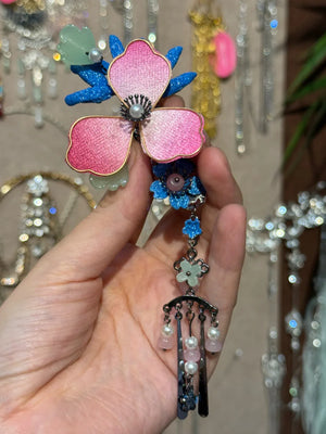 Handmade Ethnic Accessories Begonia Pink - Yandan_Hanfu