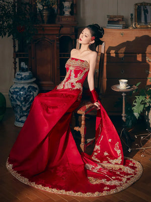 Phoenix Harmony – New Chinese Bridal Dress for Engagement, Tea Ceremony & Spring Banquets - Yandan_Hanfu