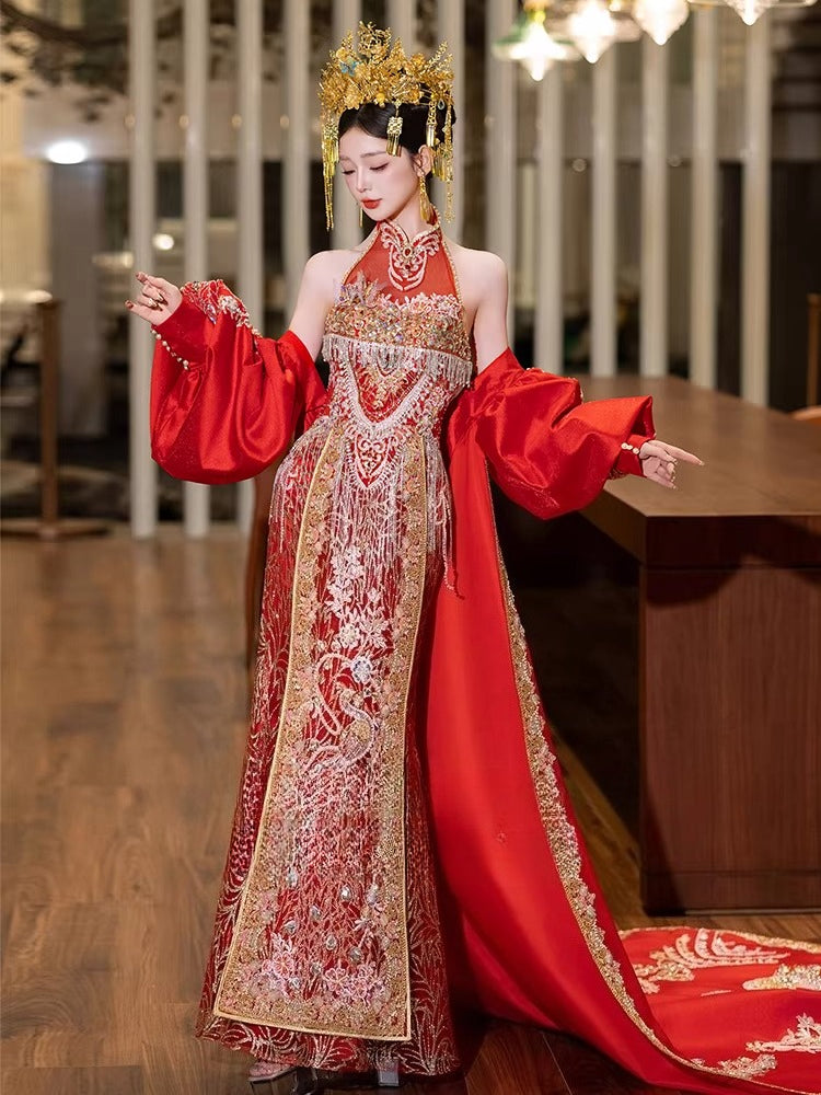 The Red East-Meets-West Gown | Mermaid Tail & Mandarin Collar