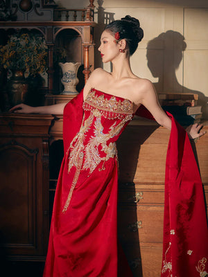 Phoenix Harmony – New Chinese Bridal Dress for Engagement, Tea Ceremony & Spring Banquets - Yandan_Hanfu