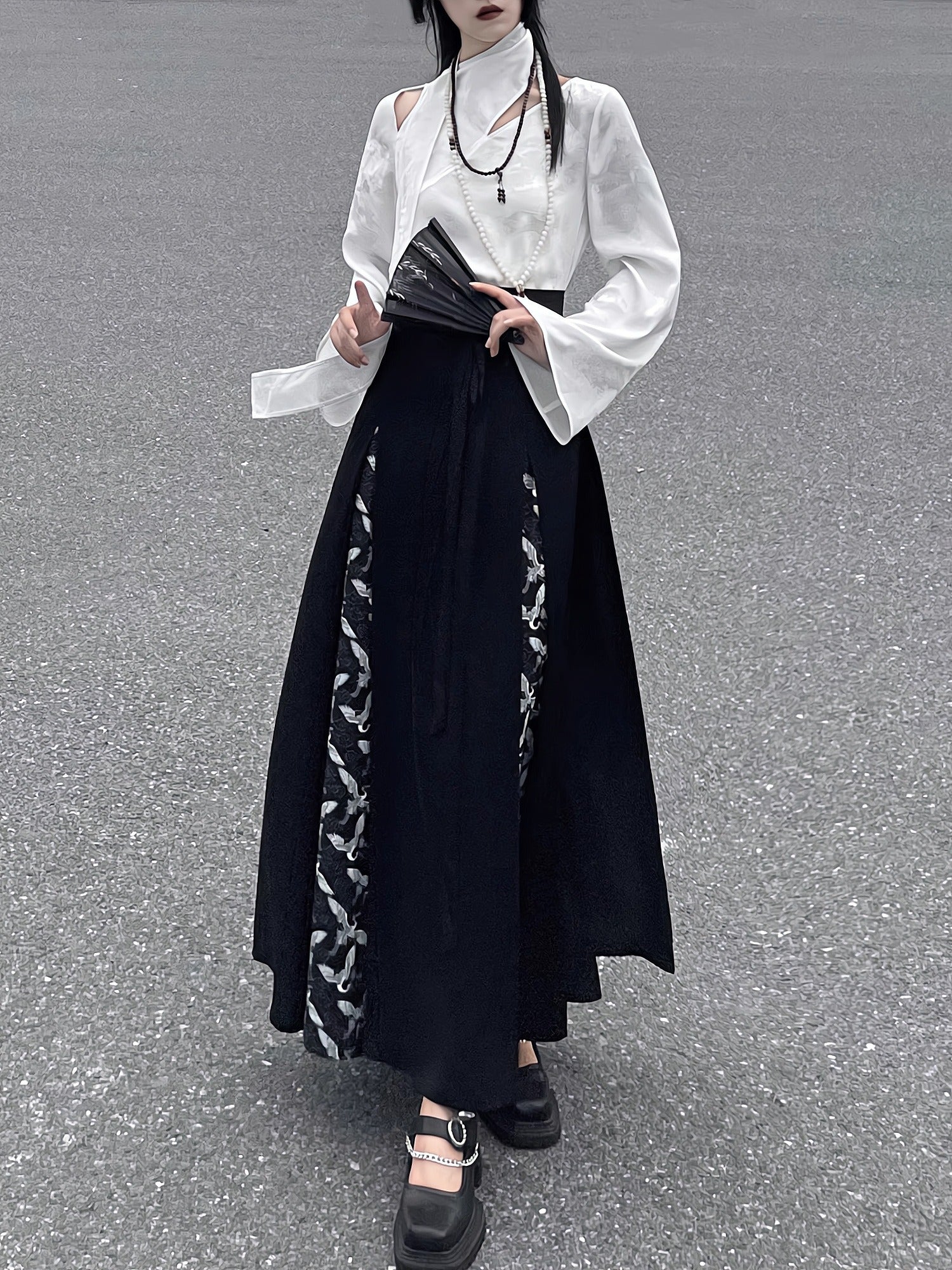 New Chinese style | shirt top embroidered horse skirt suit