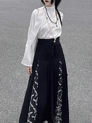 New Chinese style | shirt top embroidered horse skirt suit - Yandan_Hanfu