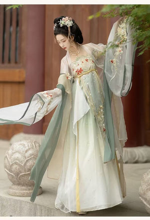 Discover green Traditional hanfu for women with elegant hanfu sleeves, intricate hanfu patterns, and layered designs. Perfect for princess hanfu dress, fairy hanfu dress, sexy hanfu, or hanfu cosplay. Pair with a hanfu skirt, hanfu coat, or dark green hanfu jacket. For men, shop modern hanfu male robes inspired by Tang Dynasty hanfu. Visit our hanfu shop for the best hanfu for sale.
