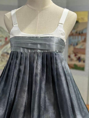 Moonlit Mist Hanbok – Soft Floral Embroidered Jeogori & Cloud-Dye Chiffon Skirt Set - Yandan_Hanfu