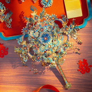 Shili Hongzhuang Dian Cuixi Fan Three-dimensional Puzzle Metal Assembling Model Valentine's Day Gift - Yandan_Hanfu