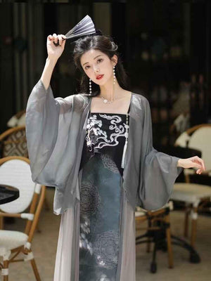 Grey&Blue Modern Hanfu Dress 【墨间云影】 - Yandan_Hanfu