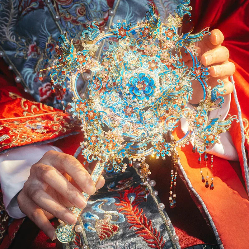 Shili Hongzhuang Dian Cuixi Fan Three-dimensional Puzzle Metal Assembling Model Valentine's Day Gift - Yandan_Hanfu