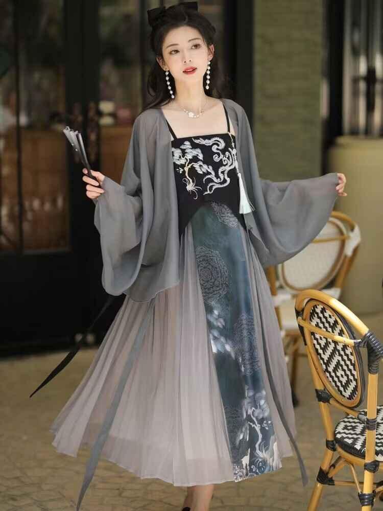 Grey&Blue Modern Hanfu Dress 【墨间云影】 - Yandan_Hanfu