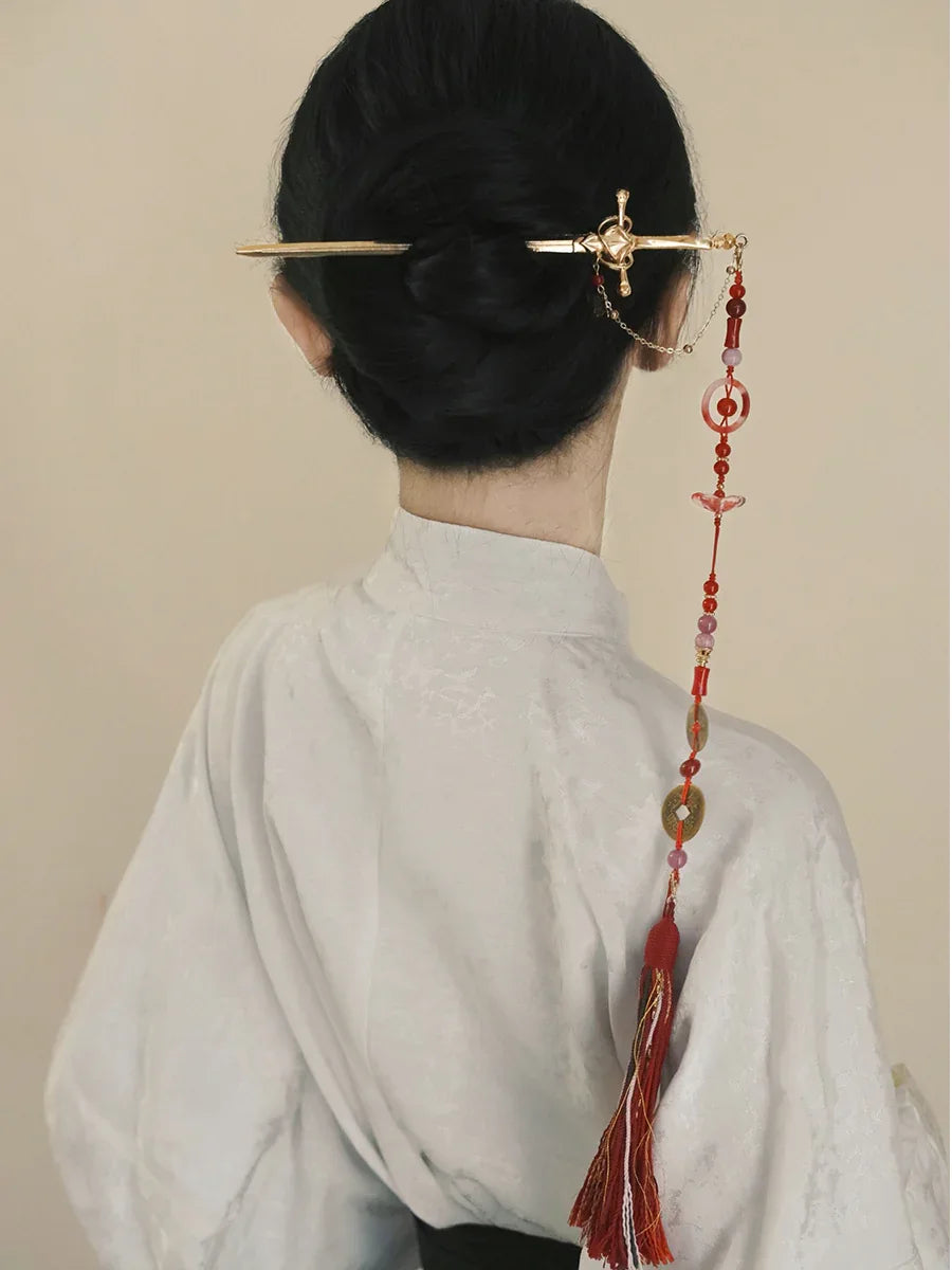 New Chinese Style Sword Spike Tassel Hairpin Ancient Style Shaking Tassel Hanfu Sword Hairpin Hair Accessories - Yandan_Hanfu
