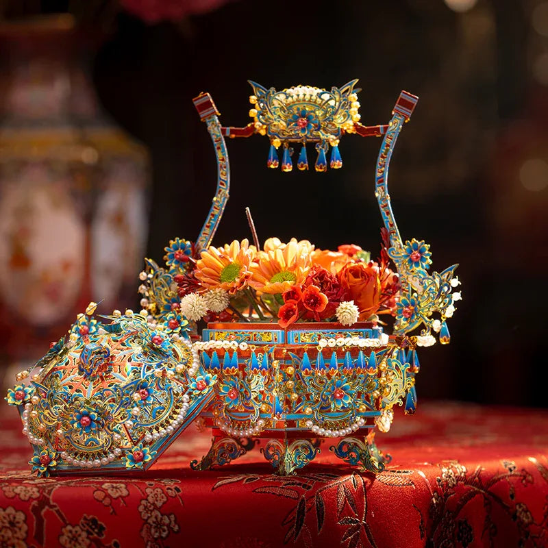 Shili Hongzhuang Diancui Carry Basket 3D Three-dimensional Puzzle Metal Assembling Model Wedding Gift - Yandan_Hanfu