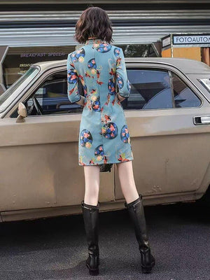 Blue Modern women's Qipao, Chrismas Cheongsam Dress for Girls gift, for mom - Yandan_Hanfu