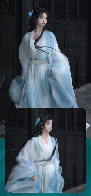 4 piece ethereal immortal hanfu set piaomiao xian improved han element fairy dress