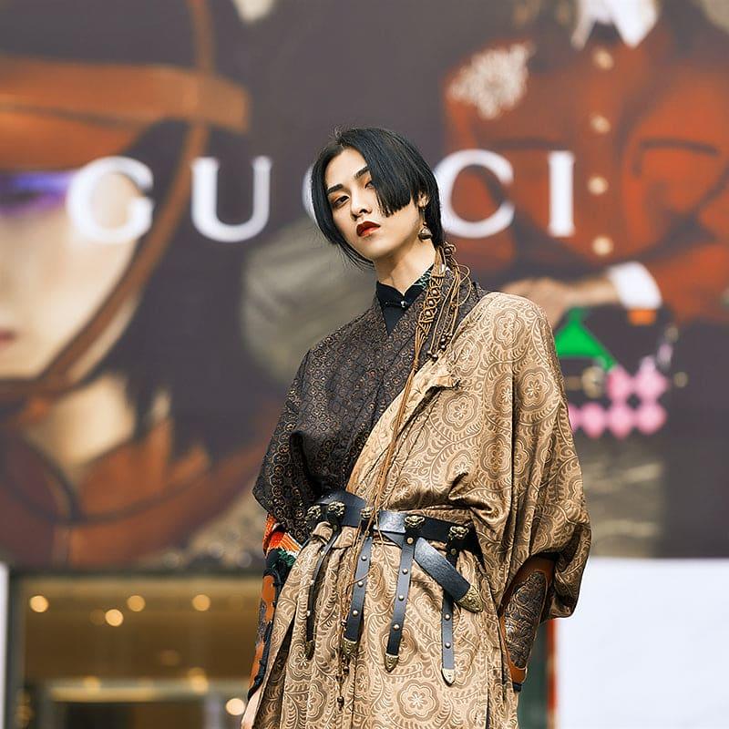 Tang Dynasty | Stand collar robe Hanfu spring and summer Tang half-armed men and women chinese hanfu dress kids - Yandan_Hanfu