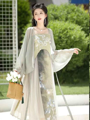 Grey&Blue Modern Hanfu Dress 【墨间云影】 - Yandan_Hanfu