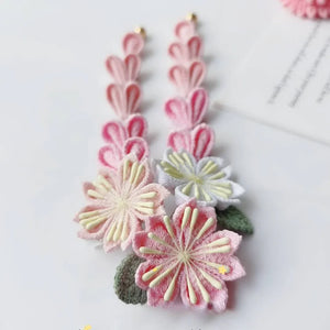 Sakura fine work hairpin 4-piece set Japanese kimono yukata with headdress Lolita pink ancient Japanese style cherry tea - Yandan_Hanfu