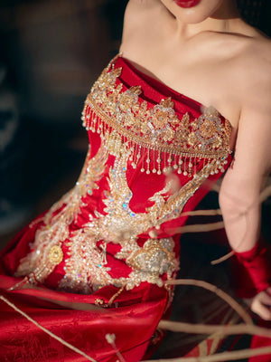 Phoenix Harmony – New Chinese Bridal Dress for Engagement, Tea Ceremony & Spring Banquets - Yandan_Hanfu