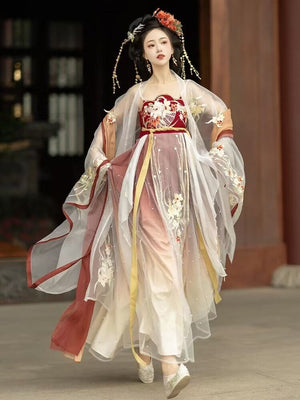 Discover red traditional hanfu for women with elegant hanfu sleeves, intricate hanfu patterns, and layered designs. Perfect as a princess hanfu dress, fairy hanfu dress, or sexy hanfu, it’s ideal for hanfu cosplay, hanfu dance style, or casual wear. Shop plus size hanfu, hanfu skirts, and more at our trusted hanfu shop, featuring hanfu for sale from top chinese clothing brands and the best Chinese designer clothing websites.