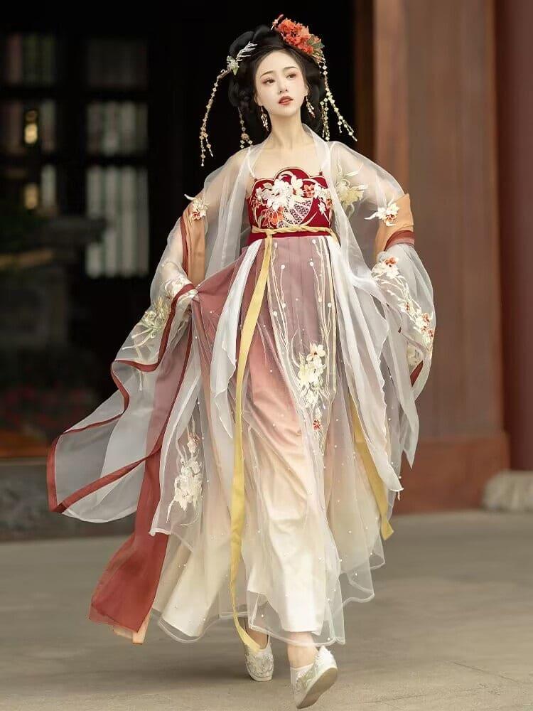 Red or Green Layered Hanfu Dress