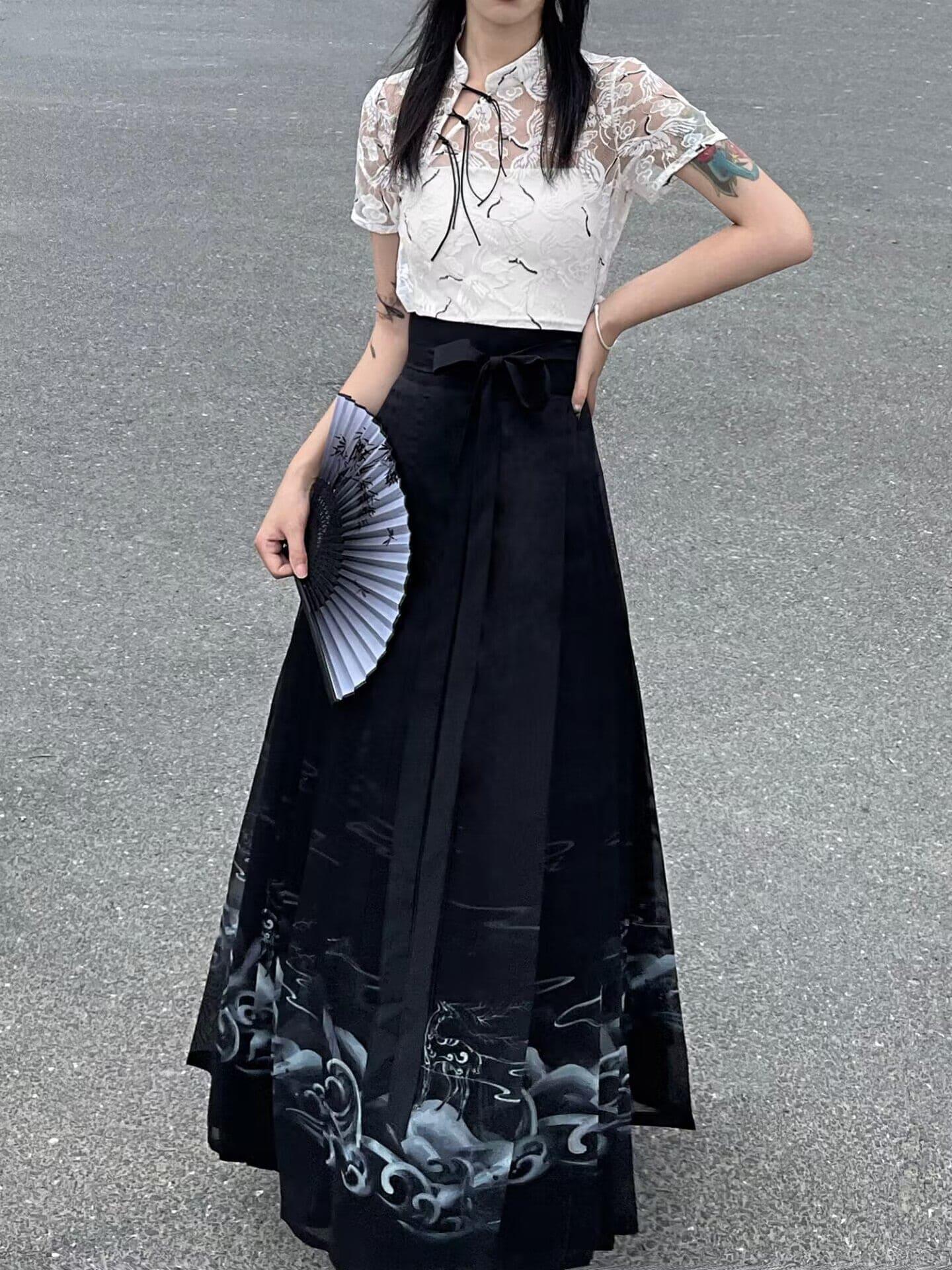Modern Black Hanfu Dress | Women - Yandan_Hanfu