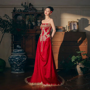 Phoenix Harmony – New Chinese Bridal Dress for Engagement, Tea Ceremony & Spring Banquets - Yandan_Hanfu