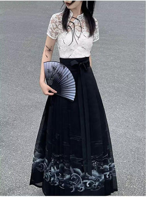 Modern Black Hanfu Dress | Women - Yandan_Hanfu