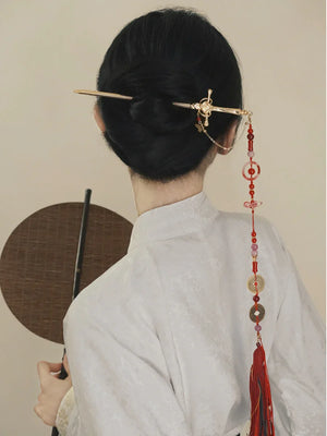New Chinese Style Sword Spike Tassel Hairpin Ancient Style Shaking Tassel Hanfu Sword Hairpin Hair Accessories - Yandan_Hanfu