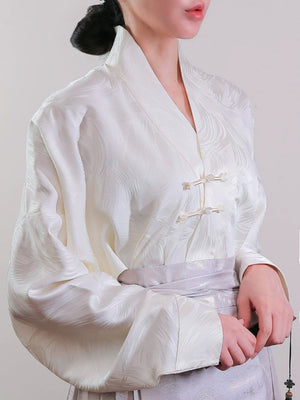 Adult horse skirt top original aircraft sleeve shirt women hanfu white shirt black national style new chinese matching