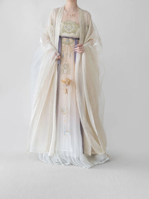 Agarwood pavilion hanfu female tang made super fairy skirt heavy embroidery one piece chest length cover front view