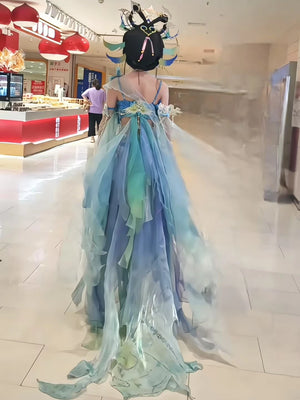 All things life western regions inspired hanfu heavy industry embroidery luxury fairy qi complete set for women fabric detail