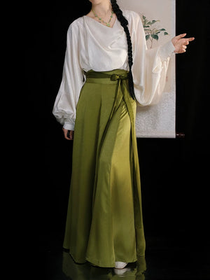 Ancient style swinging neck shirt and skirt lumingxi original hanfu tang style ten broken skirt daily commuter