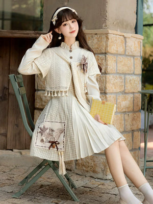 Authentic autumn harvest new chinese set hanfu inspired dress outfit for fall weather women standing front