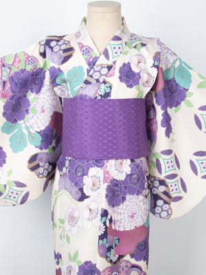 Authentic children japanese obi sash yukata waist belt luxurious brocade pre tied bow girls kimono hair accessory standing front