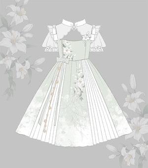 Authentic original chinese lolita style dress lily sweet cal chinese inspired short sleeved summer gown full length view
