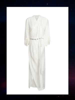 Authentic realm of white yunshang dress new chinese tibetan inspired v neck white gown for events standing front