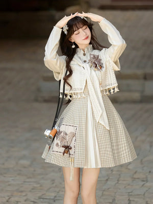 Autumn harvest fall hanfu inspired dress set new chinese style outfit for women autumn daily back view