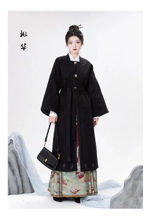 Red silk hanfu dress for women inspired by Song Dynasty, with traditional hanfu coat and jacket. Perfect for Chinese New Year, winter hanfu, graduations, hanfu cosplay, and casual wear. This red modern hanfu combines traditional and modern Chinese clothing styles, available for sale at hanfu shops and online stores. Ideal choice for hanfu women looking for elegant and versatile Chinese clothing.