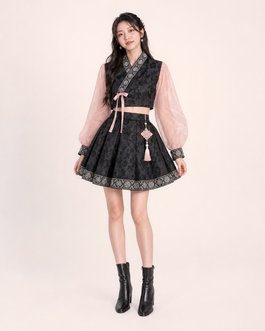 Pink&Black Concert Modern Hanbok - Plus Size Available