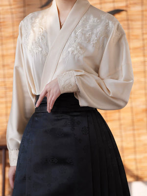Cloud moon song style hanfu set drunk yuduo original pair collar airplane sleeve horse skirt top spring summer daily