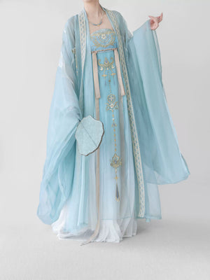 Complete agarwood pavilion tang hanfu set super fairy heavy embroidery one piece chest length cover skirt full length view