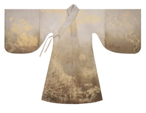 Complete bright moon light breeze ming set men printing smudges taoist robes hanfu for men full length view
