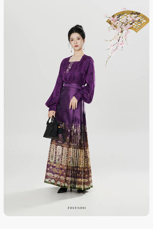 Complete wood carving window grilles ming set square collar shirt half turtleneck sweater horse dress skirt suit for women full length view