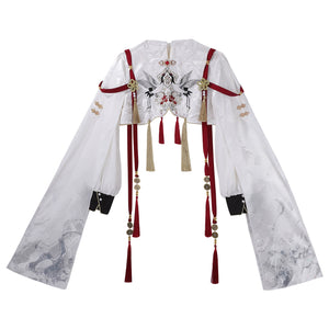 Delicate crane pattern lolita dress set sweet lolita outfit for daily and cosplay events full length view