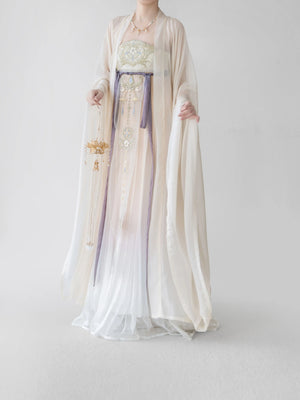 Elegant agarwood pavilion tang style hanfu super fairy skirt with heavy embroidery one piece chest length cover side view