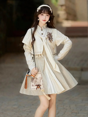 Elegant autumn harvest new chinese hanfu set inspired dress outfit for fall season women side view