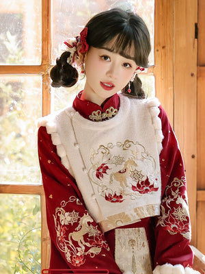 Elegant ma ta chunhua red new year dress set festive chinese style outfit for spring festival celebration side view