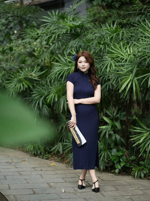 Elegant plus size cheongsam dress new chinese national style slim daily with belly cover design for slightly fat women side view