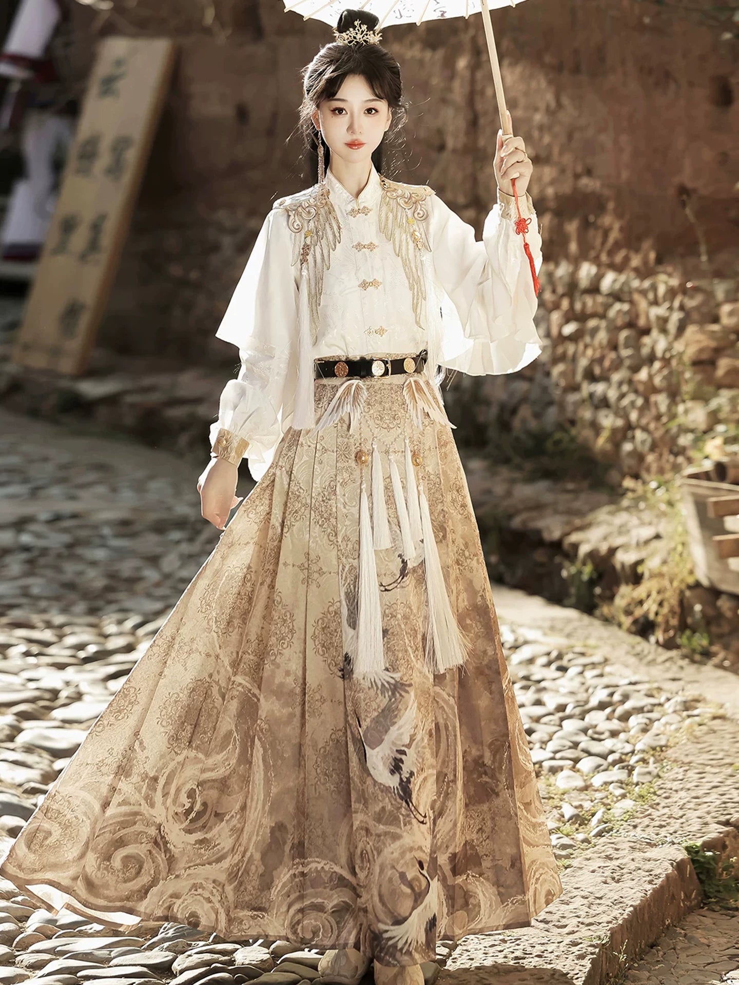 Emissary of the kingdom of heaven hanfu fairy national style new chinese shirt horse face skirt han elements autumn suit for women front view