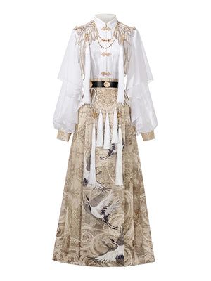 Emissary of the kingdom of heaven national style set fairy hanfu new chinese shirt horse face skirt han elements autumn women fabric detail