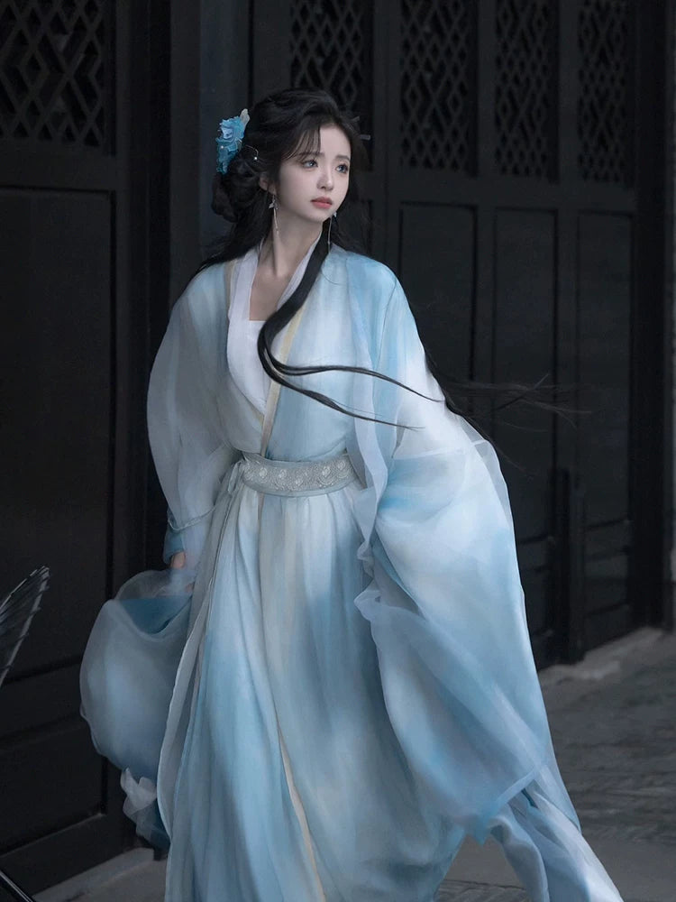 Ethereal immortal fairy dress piaomiao xian 4 piece improved han element hanfu set